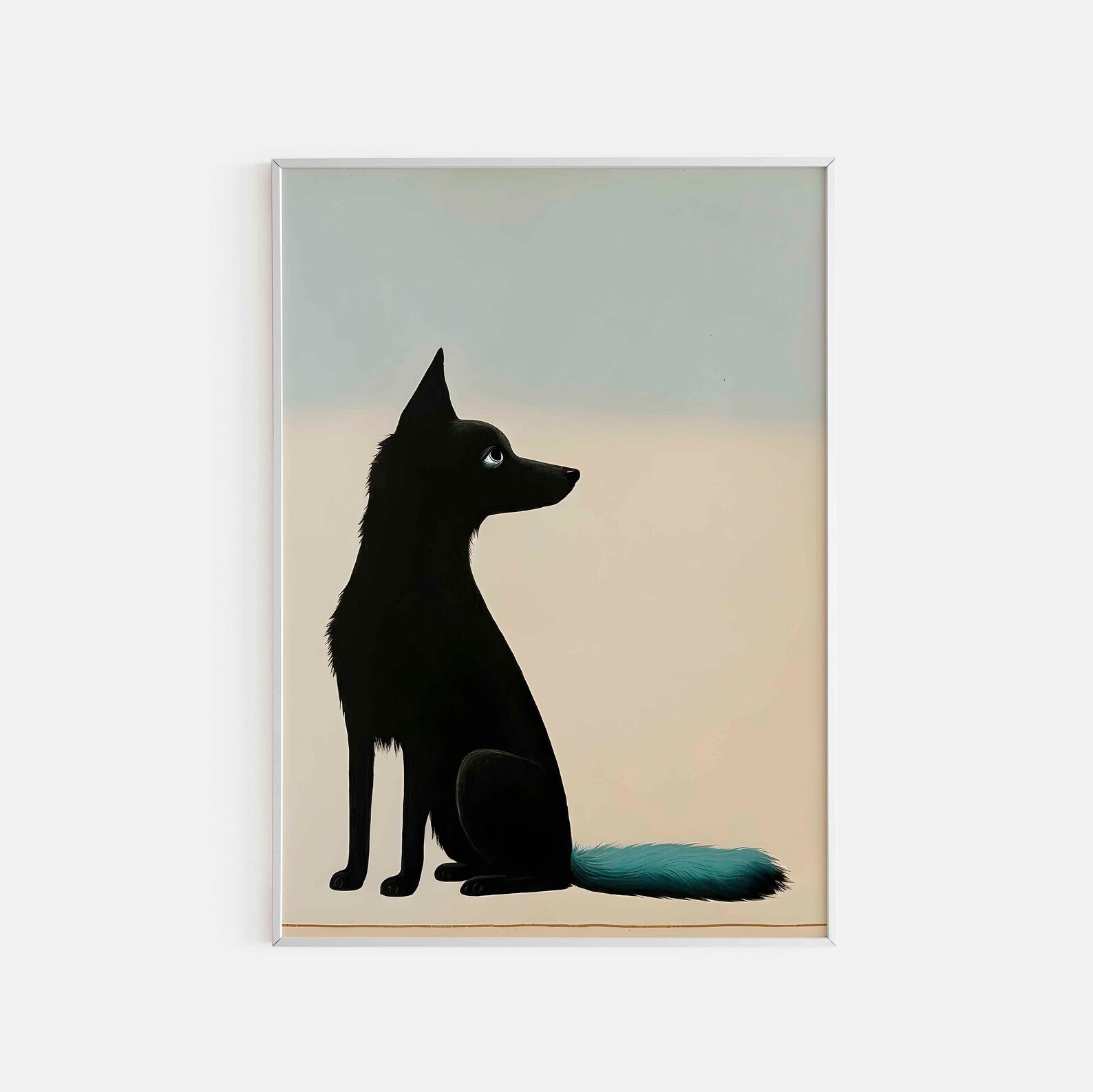 Printable Japanese Inspired Black Dog Wall Art Vintage Etsy