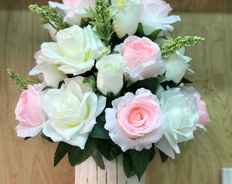 White and Pink Silk floral arrangement-Modern Arrangement-Real Touch Flower Arrangement-Center Piece- Christmas Gift