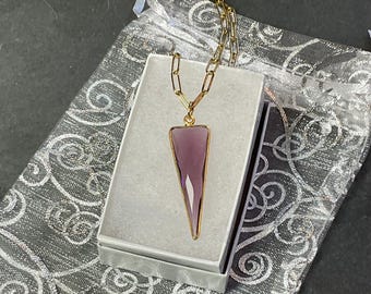 Purple Quartz Pendant Necklace - Minimalist Gemstone Jewelry - 16”