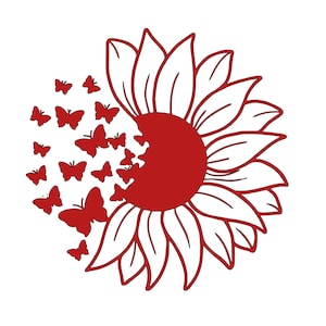 Butterfly sunflower vinyl car decal