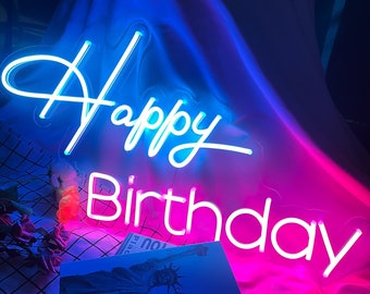 Custom Happy Birthday LED Neon Sign: Party Decor