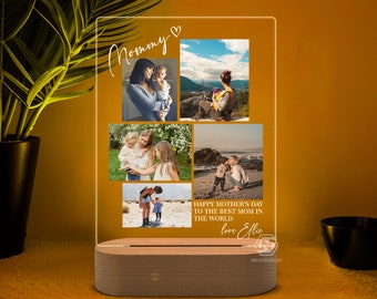 Personalized LED Night Light Gift for Mother, Bedroom Decor Mothers Day Gifts, Photo Plaque Gift for Mom, Acrylic Light Dad Gift for Mother