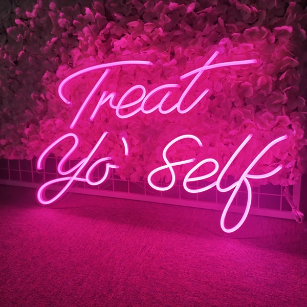 Treat Yourself Neon Sign Custom Wall Decor, Neon Sign Personalized Gifts, Led Sign Wedding Decor, Wedding Neon Signs Wedding Decor