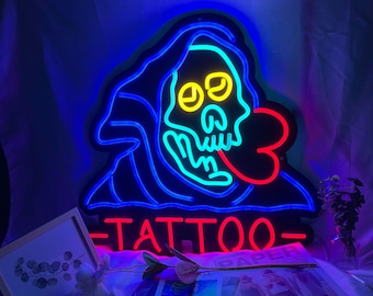 タトゥーネオンサイン壁装飾、カスタムタトゥーパーラーネオンライト、タトゥーネオン看板、バーネオン装飾、LEDサインタトゥーサインパーソナライズギフト