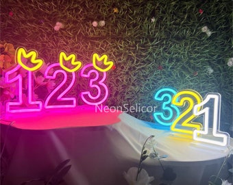 Digital Neon Sign Custom Table Decor, Number Neon Sign Birthday Decor, Birthday Numbers Light, Led Neon Sign Party Decor, Personalized Gifts