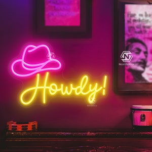 Cowboy Hat Neon Sign: Custom LED Wall Decor