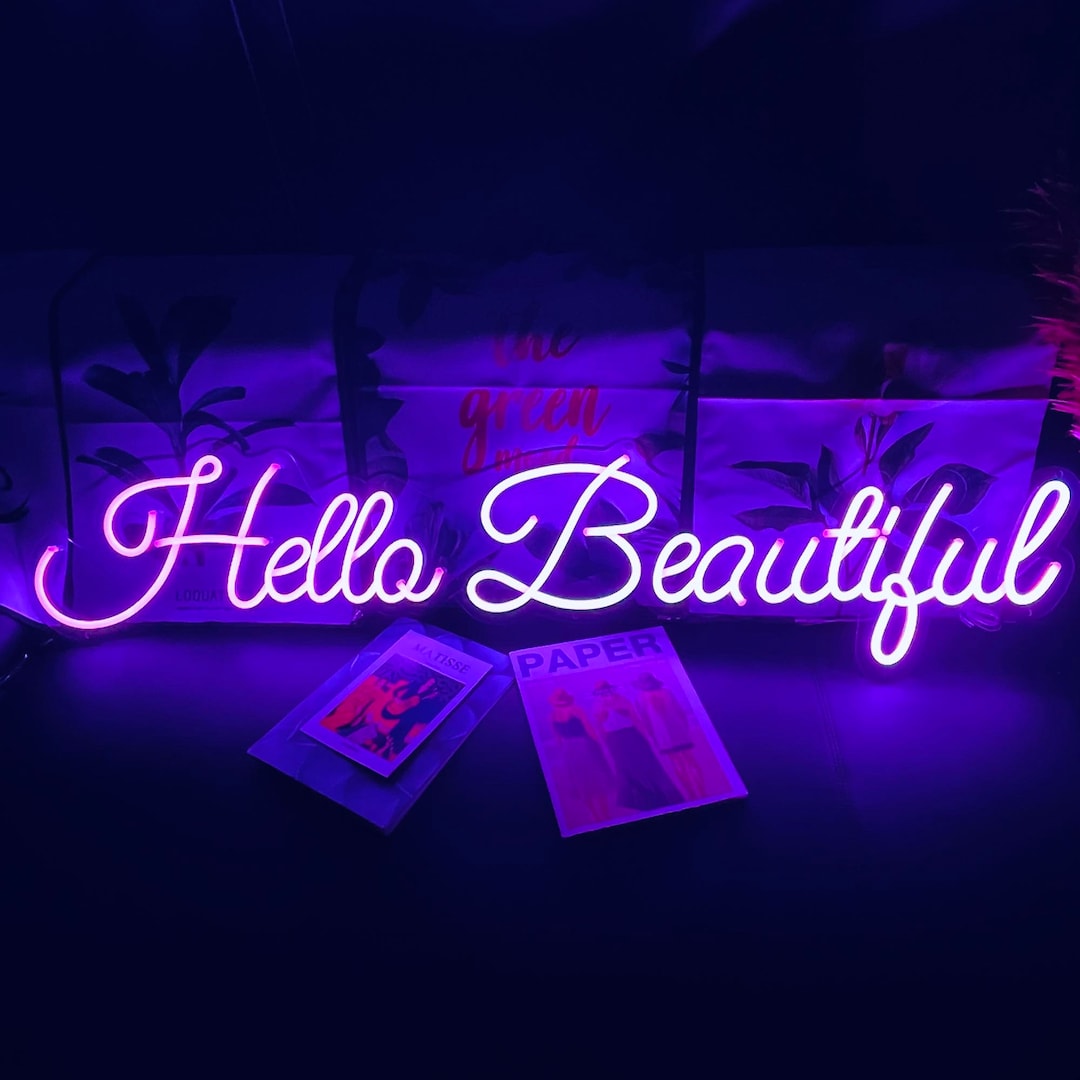 Hello Beautiful Neon Sign Custom Wall Decor, Led Sign Bedroom Decor