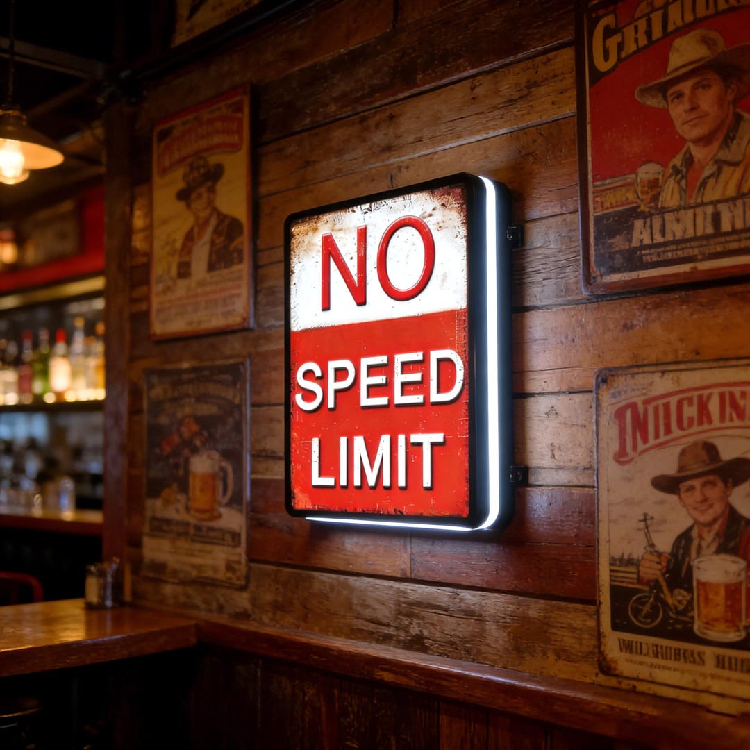 Custom “no Speed Limit” 3D LED Light Box, Racing Garage Wall Decor ...