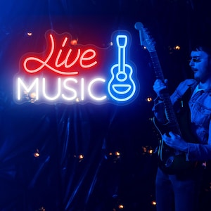 Live Music Neon Sign,Electric Guitar Live Music Led Sign,Music-lover Wall Decor,Rock & Roll Led Light,Custom Neon Sign Personalized Gifts
