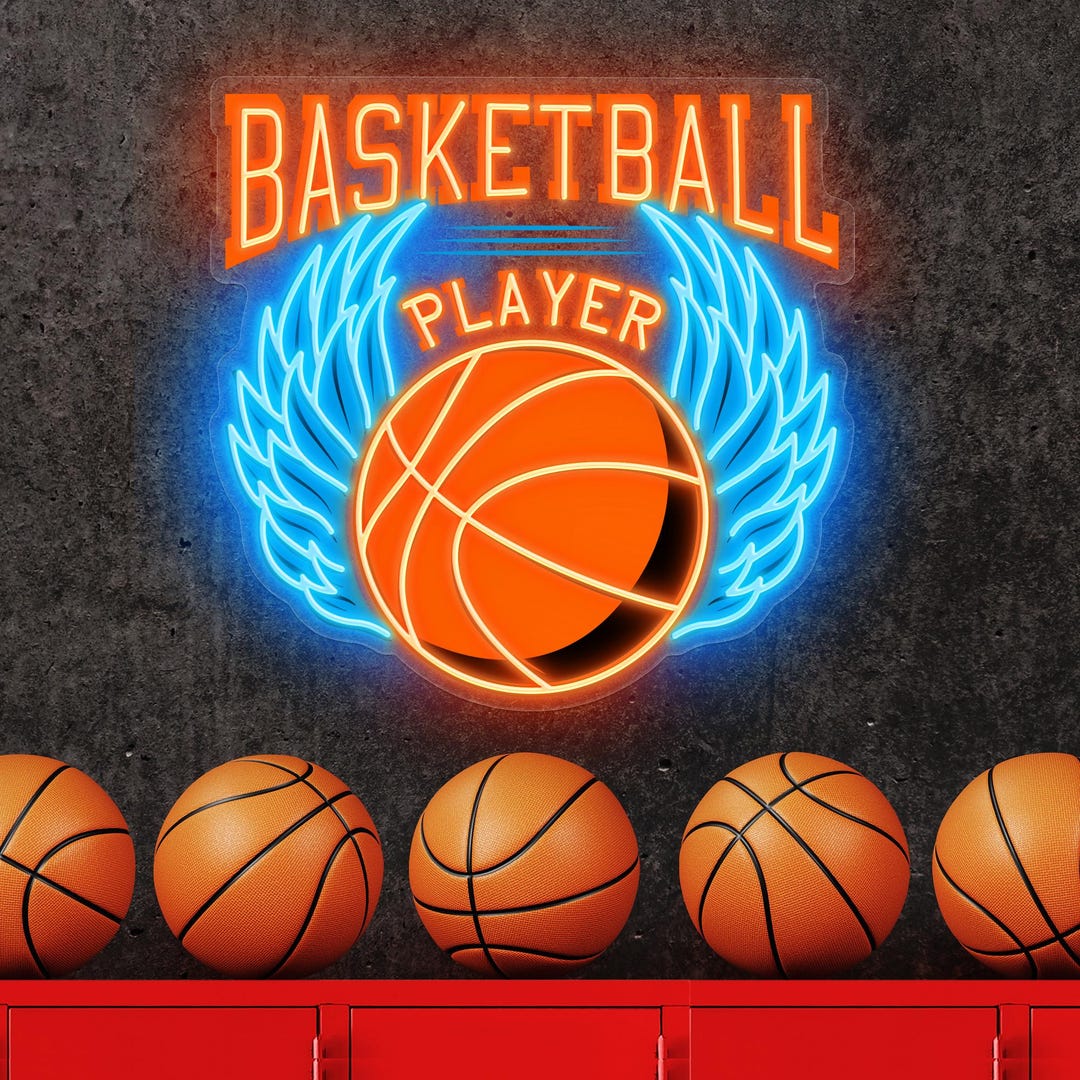 Led Basketball. Sign Custom Basketball Jersey Neon Sign: LED Wall Decor, Man Cave Lighting ...