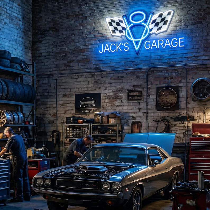 Personalized Racing LED Light, Custom GARAGE Neon Sign, Man Cave Decor ...