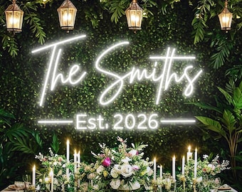 Custom Name Neon Sign Wedding Decor, Battery Operated Led Lights, Acrylic Wedding Sign, Family Name Sign Wall Decor, Personalized Gifts