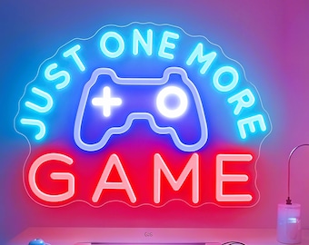 Just One More Game Neon Sign,Nursery Neon Sign,Game Room Neon Sign,Gaming Room for Kids,Neon Wall Sign Light up Sign Custom,Gift for kids