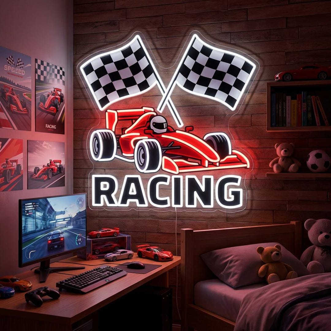 X Ray Racing Led Sign Custom Multi-line Racing Neon Sign, Repeated “RACING” LED Light ...
