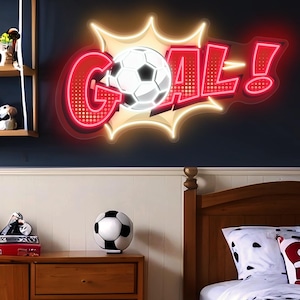 Custom Soccer Jersey Neon Sign: Personalized LED Light, Soccer Fan Gift