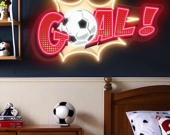 Custom Soccer Jersey Neon Sign: Personalized LED Light, Soccer Fan Gift