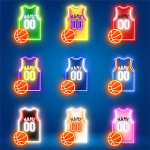 Custom Basketball Jersey Neon Sign Wall Decor, Personalized LED Name Sign Room Decor, Man Cave Decor, Dorm Roome Decor, Gift for Him