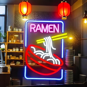 Enseigne au néon Ramen personnalisée : enseignes culinaires anime japonaises, lumières d'entreprise, décoration murale, décoration de chambre