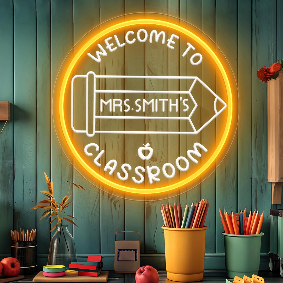 Custom Teacher Name LED Sign: Personalized Classroom Decor - Etsy