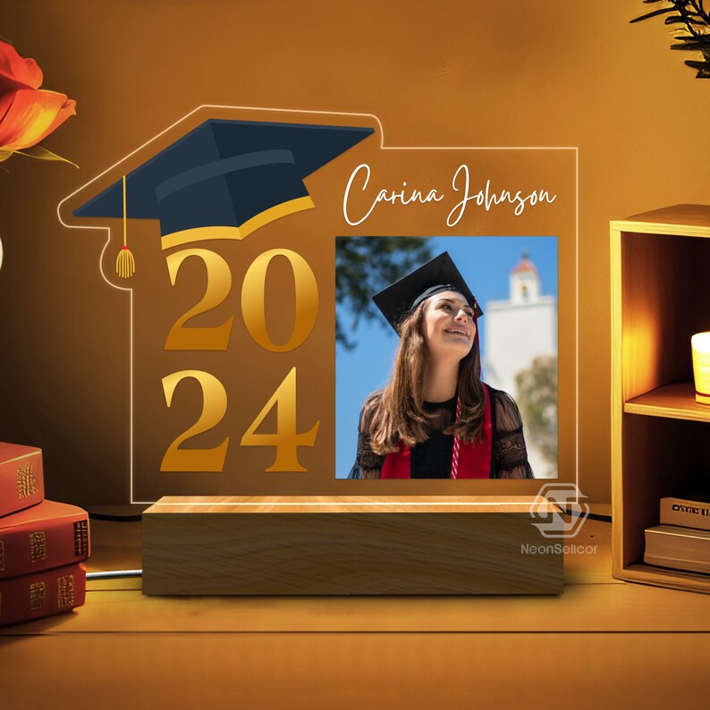 Custom Night Light Graduation Gifts, Led Light Personalized Gifts, Photo Graduation Night Light 3D Led Lamp, Congrat Grad Gifts for Her image 1