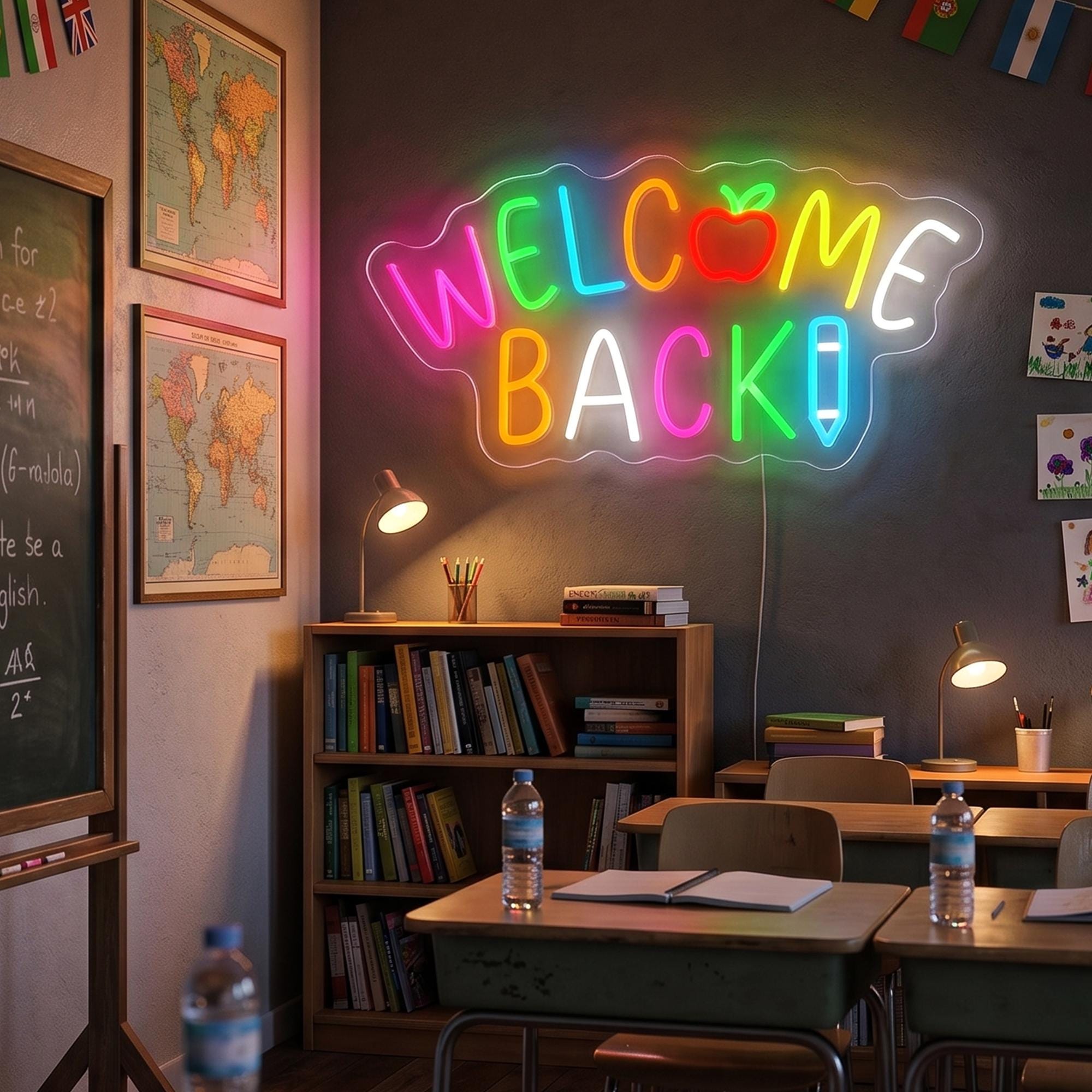 Welcome Back Neon Sign, Colorful Classroom LED Neon Light, Back to ...