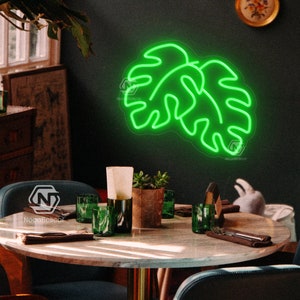 Letreros de neón de hojas para decoración de pared personalizados, letreros de neón de plantas para decoración del hogar, luces LED de hojas verdes para decoración de dormitorio, regalos personalizados con luces de neón