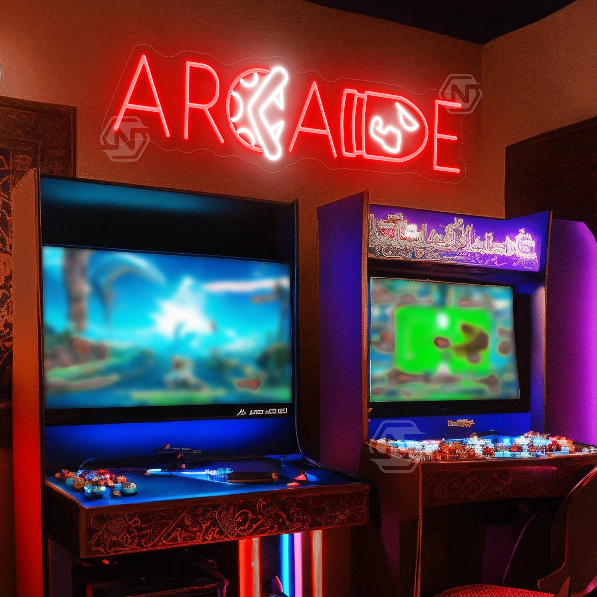 Retro Arcade LED Neon Sign: Custom Game Room Decor - Etsy