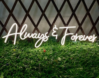 Always and Forever Neon Sign Custom Wedding Decor,  Neon Lights Wall Decor, Wedding Neon Sign Room Decor, Led Sign Personalized Gifts