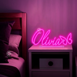 Decorazione da parete personalizzata con insegna con nome al neon, regalo con insegna con nome al neon per lei, decorazione per la camera con insegna con nome da tavolo, regali personalizzati con insegna a LED personalizzata