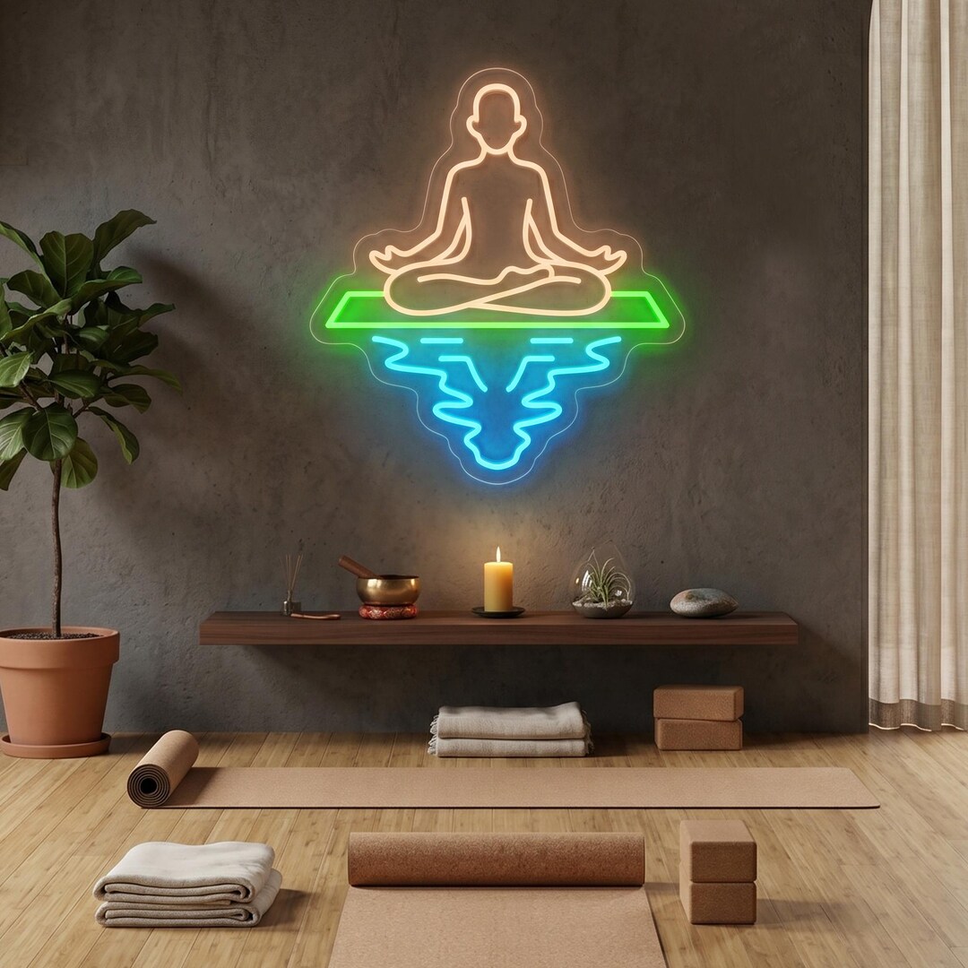 Zen Led Signs Yoga Reflection Neon Sign, Zen Meditation Room Decor, Lotus Pose LED ...