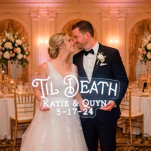 Enseigne néon personnalisée jusqu'à la mort coeur mariage, initiales coeur nom enseigne, nom personnalisé, enseigne au néon personnalisée, enseigne au néon led personnalisée pour mariage