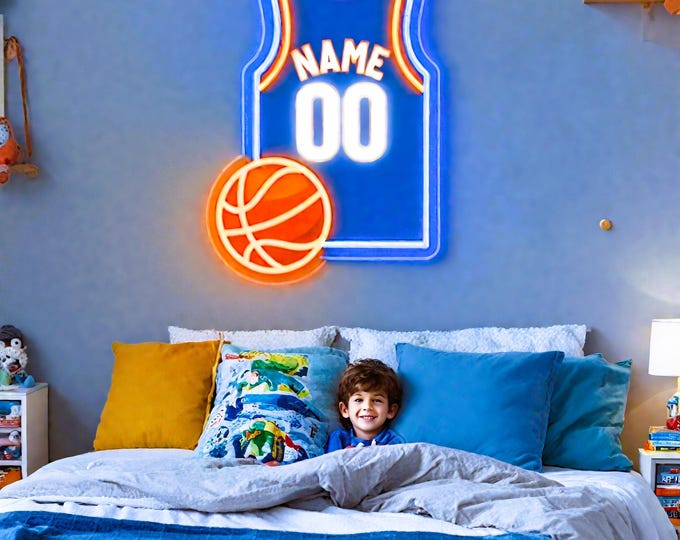 Basketball Jersey Name Neon Sign Custom Wall Decor, Led Name Sign Room Decors, Basketball Gifts, Teenage Boy Gifts, Personalized Gift