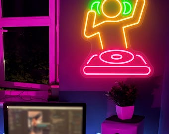 Custom DJ Neon Sign: Music Room Decor, Club Wall Art