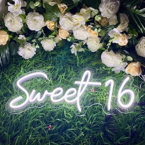 Sweet 16 Neon Sign Custom Party Decor, Neon Sign Light Regalos de cumpleaños, Led Sign Regalos personalizados, Neon Light Sign Best Friend Gifts