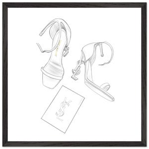 Limitierte Edition YSL Yves Saint Laurent Heels Zeichnung Premium in Holz gerahmte Poster Auf Premium Papier 50 x 50 cm / 20x20″