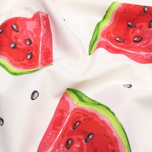 Waterproof tablecloth with watermelon. Cottagecore decor. Table setting. This effect retains liquids on the surface. Watermelon fruit decor.