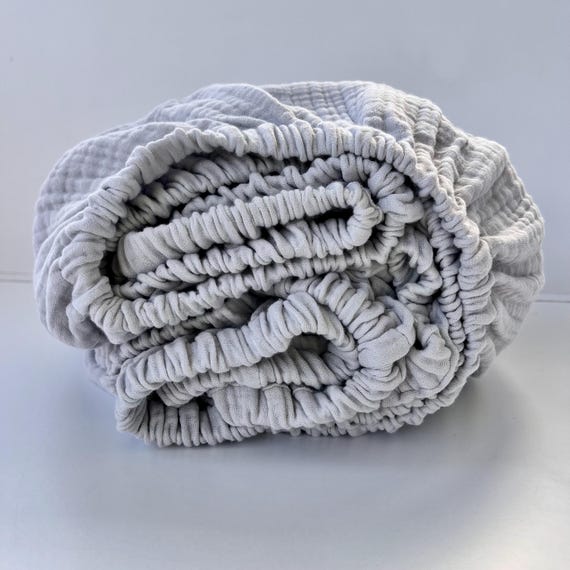 Zwei-Pack Spannbettlaken aus weichem Musselin Grautöne Bio Boho