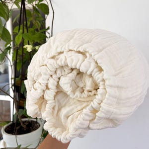 Lujoso juego de sábanas ajustables - Sábanas Boho Milk Sábanas Sábana ajustable Sábanas de muselina orgánica Decoración del hogar Boho Ropa de cama