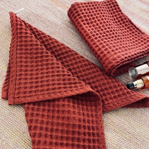 Waffle Bath Towels Decor of bathroom terracotta cotton face towel hands towel Towel set SPA Home decor gift  for home