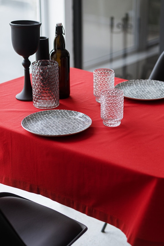 Wasserabweisende Tischdecke. Teflon beschichtet. Rote Tischdecke. Quadratische Tischdecke, runde Tischdecke, Tischdecke, Geschenk. Erntedank Tischdecke
