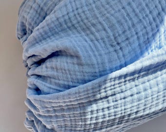 Luxurious Cotton Fitted Sheet - Deep Pocket Comfort for Sweet Dreams. Blue Sheet. Organic Cotton Fitted Sheet - Breathable Bedding Essential