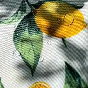 Teflon tablecloth. Lemon kitchen decor. Table setting. Waterproof effect retains spilled liquids on the surface. Lemon table cover