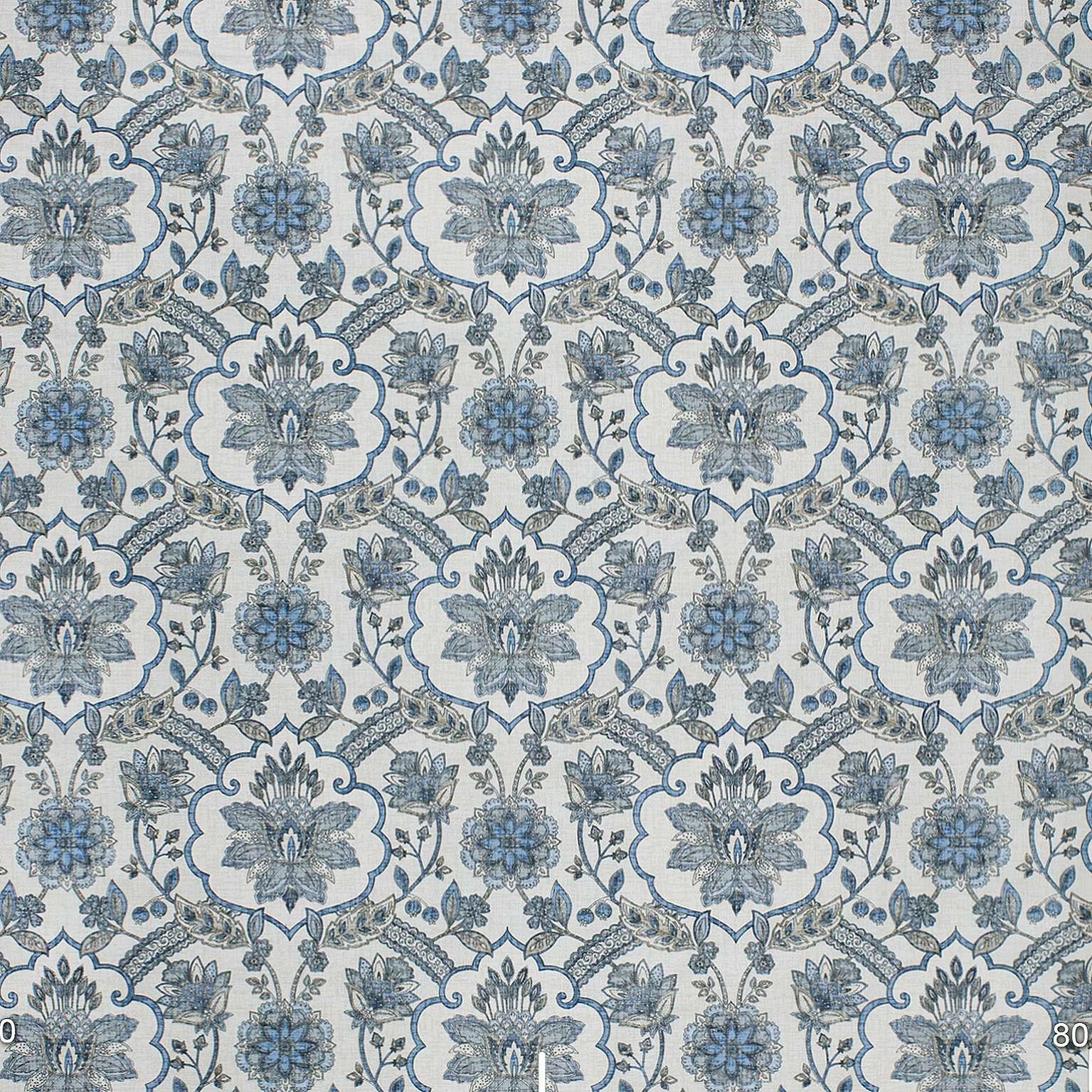 Fabric by the Yard. Floral Blue Monogram. Upholstery. Waterproof Fabric ...