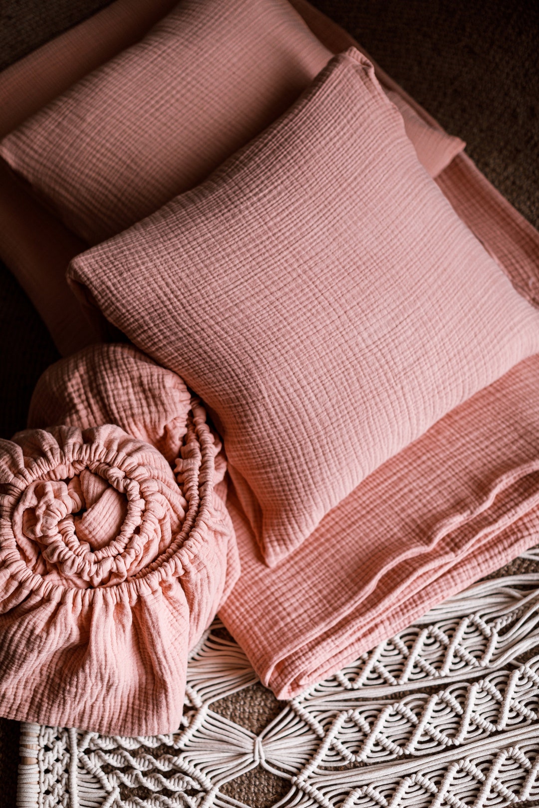 MUSLIN Bedding /muslin Duvet Cover/muslin Bedding / Dusty Pink Rose