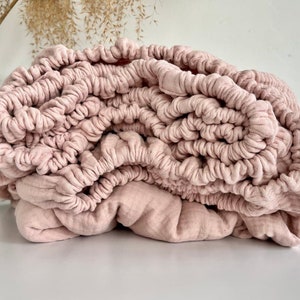 Lenzuola di mussola da letto. Lenzuolo. biancheria da letto Boho rosa. Boho. Biancheria da letto Boho. Biologico naturale. Biancheria da letto rosa. Foglio con elastico.