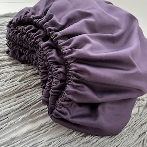 Sábana suave y ajustada hecha de algodón natural 100% orgánico. Sábana de ciruela oscura. Ropa de cama. Sábanas. Ropa de cama boho.