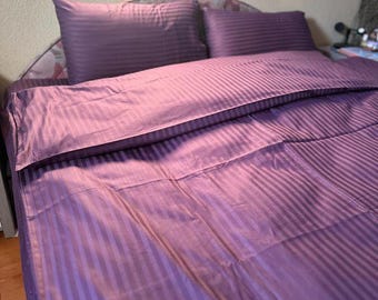 Elegant Striped Cotton Bedding Set – Upgrade Your Sleep Space!Premium cotton Aesthetic Bed linen organic Fitted sheet Pillowcase Duvet cover