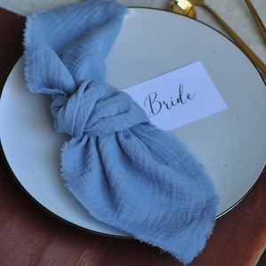 Tovagliolo blu polveroso / Arredamento matrimonio / Matrimonio rustico / Set tovaglioli di garza / Arredamento tavolo fattoria di cotone / Tovaglioli da sposa in garza di cotone /