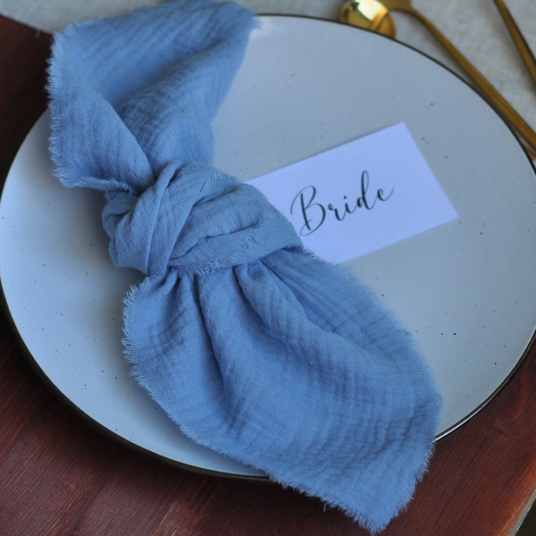 Dusty Blue Napkin | Wedding Decor | Rustic Wedding | Set Cheesecloth Napkins | Cotton Farm Table Decor | Cotton Gauze Bridal Napkins |