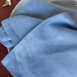 Dusty Blue Wedding Linen Napkin Cloth Table Napkin 100% Cotton Natural Stonewashed Linen Napkin Wedding Decorations Happy Bride image 6